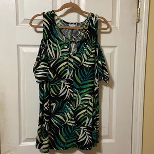 Cold Shoulder Print Top